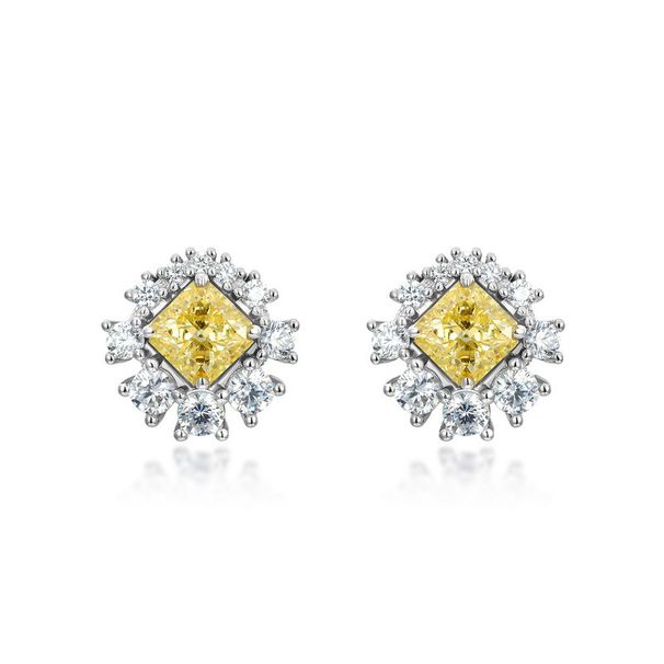 Summer S925 Silver Ice Flower Cut High Carbon Diamond Earrings For Women With Full Inlaid Colored Gemstones Fashionable Earrings Detachable_ipsvogv.com