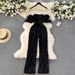 Women's Clothing elegant temperament jumpsuit female ins wear one shoulder fur splicing sequins slim trousers_ipsvogv.com