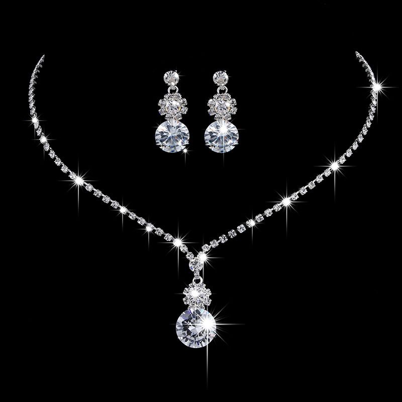 Women’s Jewelry Set Fashion Jewelry Wholesale Wedding Dress Studio Props Popular Jewelry For Women Bridal Zircon Necklace Earrings Set_ipsvogv.com