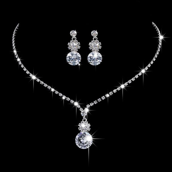 Women’s Jewelry Set Fashion Jewelry Wholesale Wedding Dress Studio Props Popular Jewelry For Women Bridal Zircon Necklace Earrings Set_ipsvogv.com