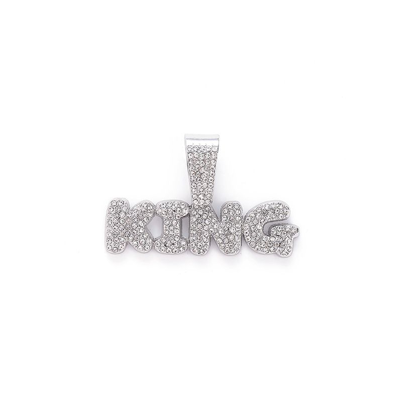 Women’s Jewelry Set Fashion Men's Niche Environmentally Friendly Alloy Hip Hop Street Style Full Diamond Chain Letter KING Cuban Chain Jewelry_ipsvogv.com