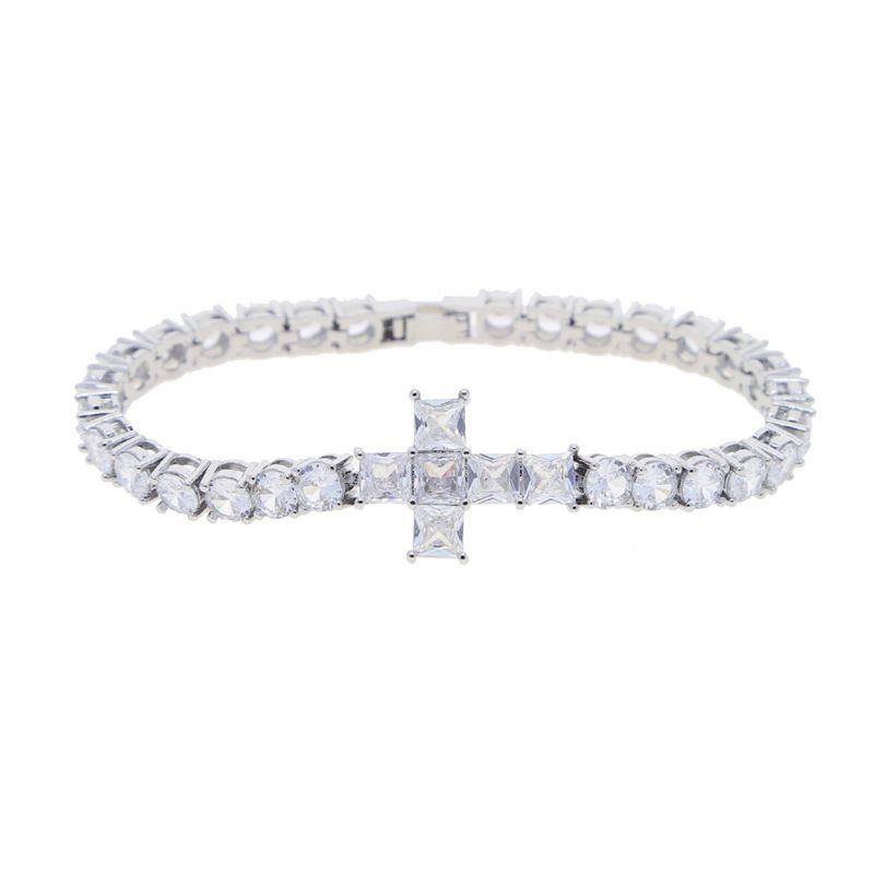 Hip Hop New 5mm Cross Round Zircon Bracelet Inlaid Zircon Men's Bracelet_ipsvogv.com