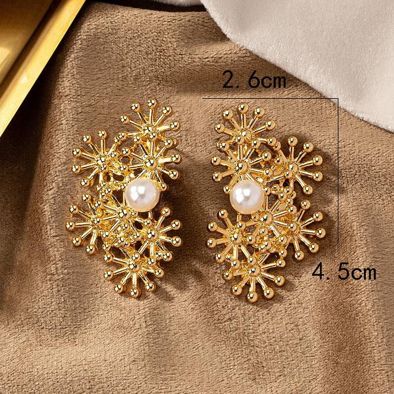 Ladies personality niche Snowflake style earrings Fashion temperament splicing earrings earrings_ipsvogv.com