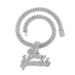 Personalized letter pendant alloy diamond Cuban chain necklace for men and women street style hip hop accessories_ipsvogv.com