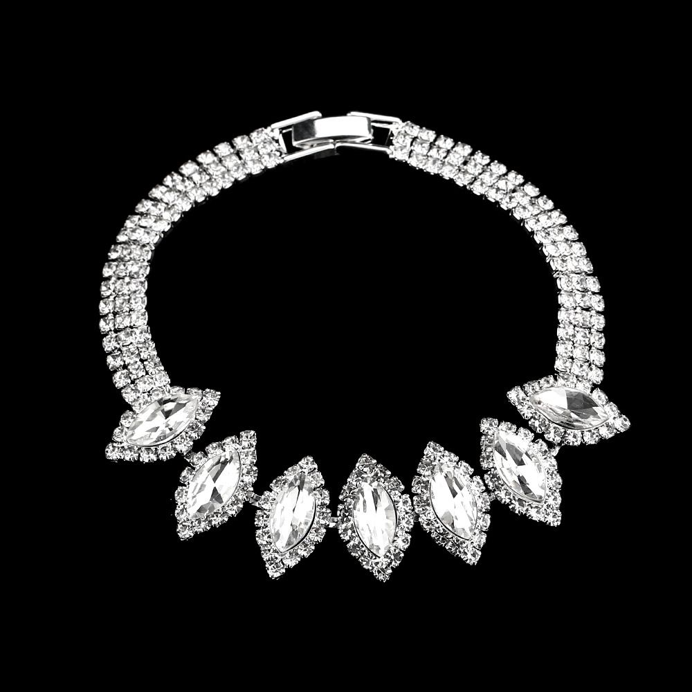 Bridal Zircon Silver Jewelry Set - Necklace & Earrings (Wedding Collection, Elegant Bride Gift)_ipsvogv.com