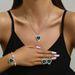 Women’s Jewelry Set Fashion Fashionable Full Diamond Crystal Jewelry Set Ocean Heart Three Piece Necklace Earrings Bracelet_ipsvogv.com