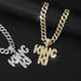 Double Row Full Diamond KINGKI Letter Pendant, Hip-hop Cuban Necklace Jewelry, Personalized Accessories_ipsvogv.com