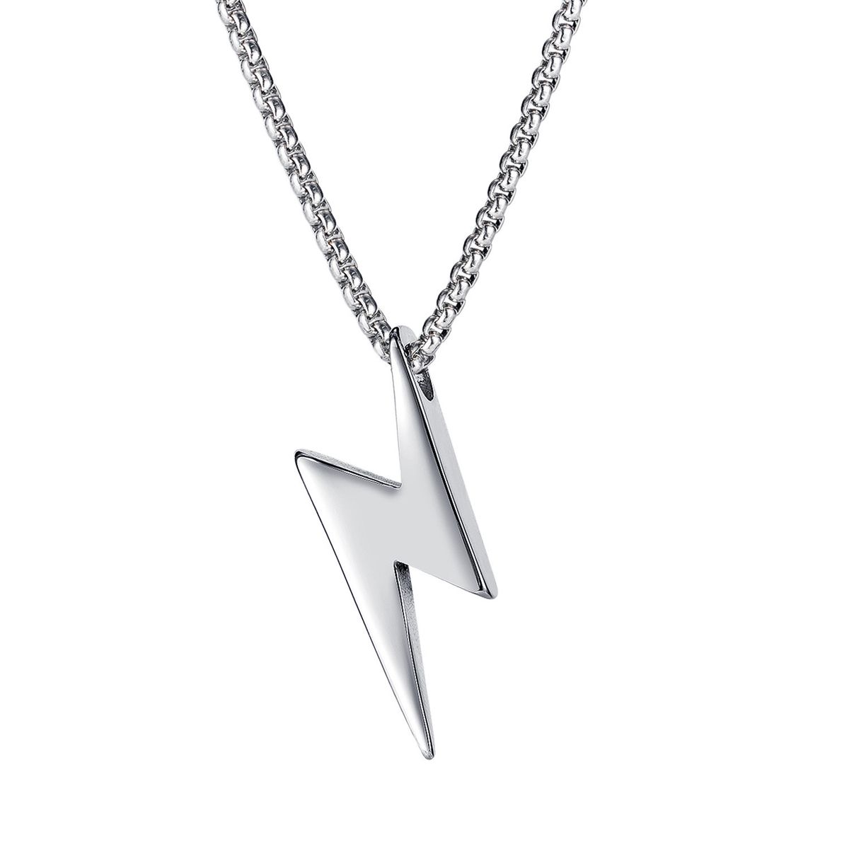 Men's Jewelry Creative Fashion Versatile Lightning Stainless Steel Trendy Men's Necklace_ipsvogv.com