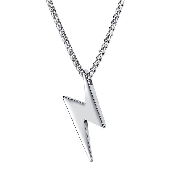 Men's Jewelry Creative Fashion Versatile Lightning Stainless Steel Trendy Men's Necklace_ipsvogv.com