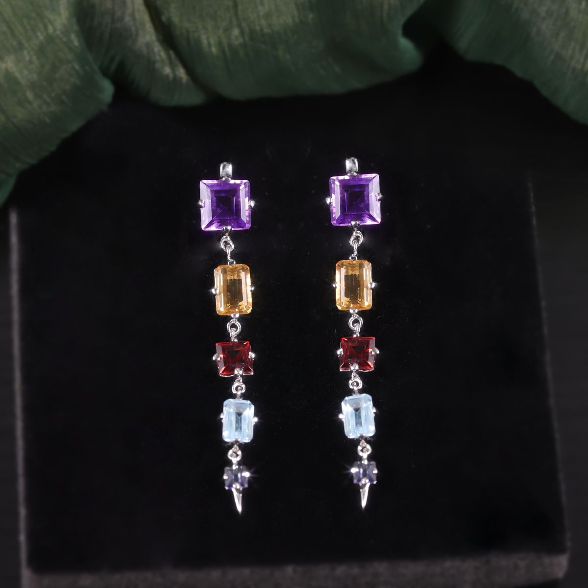 Personalized Medium And Long S925 Sterling Silver Inlaid Natural Topaz Crystal Earrings Colored Gemstone Earrings New Female_ipsvogv.com