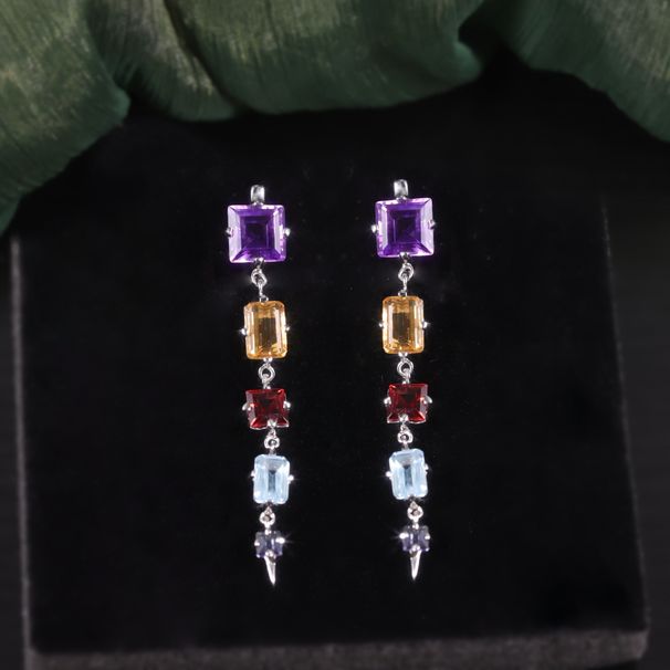Personalized Medium And Long S925 Sterling Silver Inlaid Natural Topaz Crystal Earrings Colored Gemstone Earrings New Female_ipsvogv.com