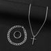 Hip hop Cuban chain cross necklace bracelet ring 3 piece set_ipsvogv.com