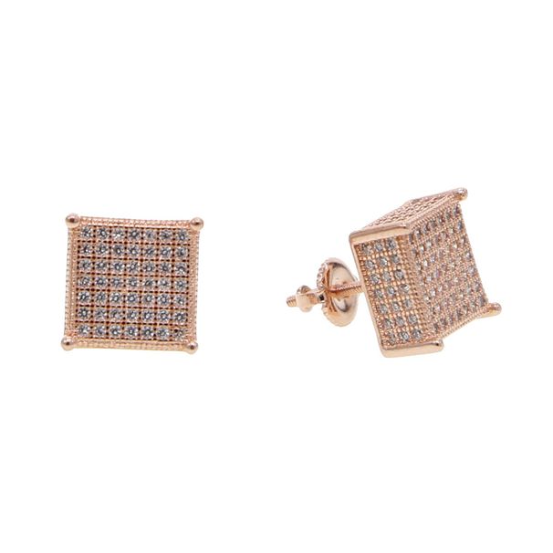 Unisex Jewelry Fashion Classic Square Full Diamond Hip Hop Earrings_ipsvogv.com