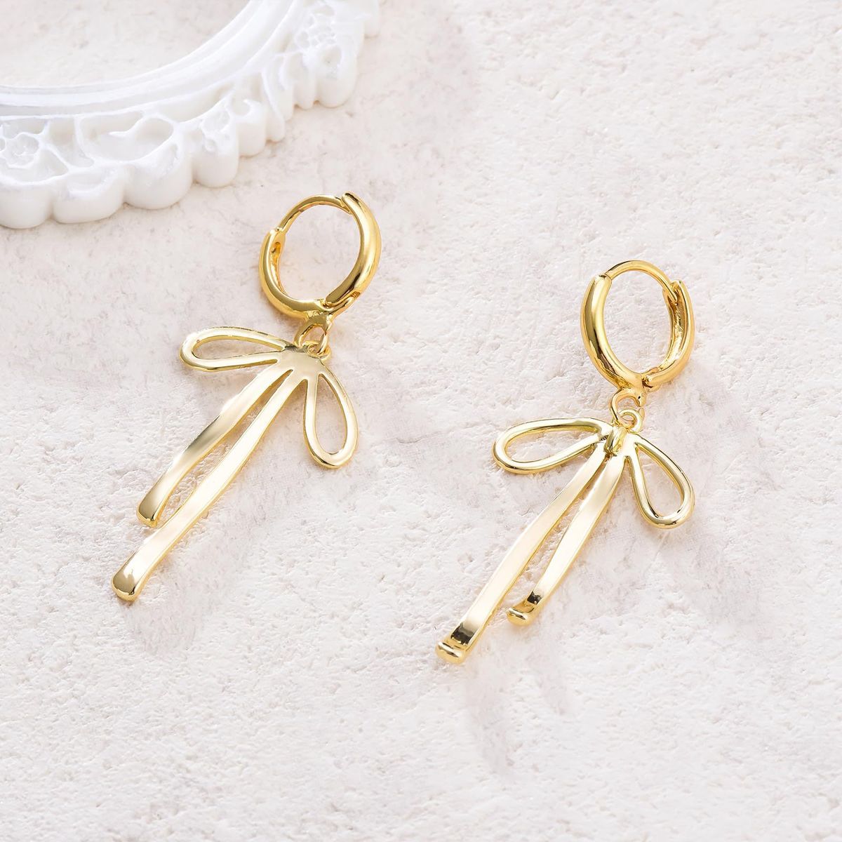 Women’s Jewelry Set Fashion Brass With Real Gold Plating Bow Shaped Earrings_ipsvogv.com