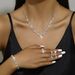Minimalist Full Diamond Necklace Earrings Bracelet Ring Hot Sale Bride Bridesmaid Jewelry Four-Piece Set_ipsvogv.com
