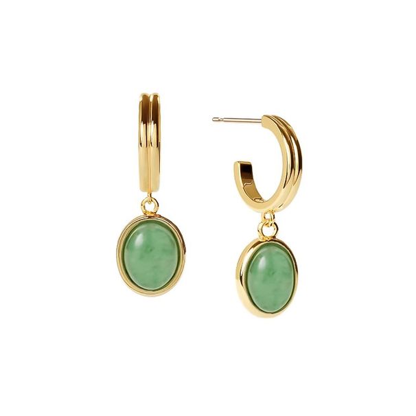 Women's Jewelry Retro Aventurine Jade Emerald Earrings Light Luxury High End Design Fashionable Versatile Earrings_ipsvogv.com
