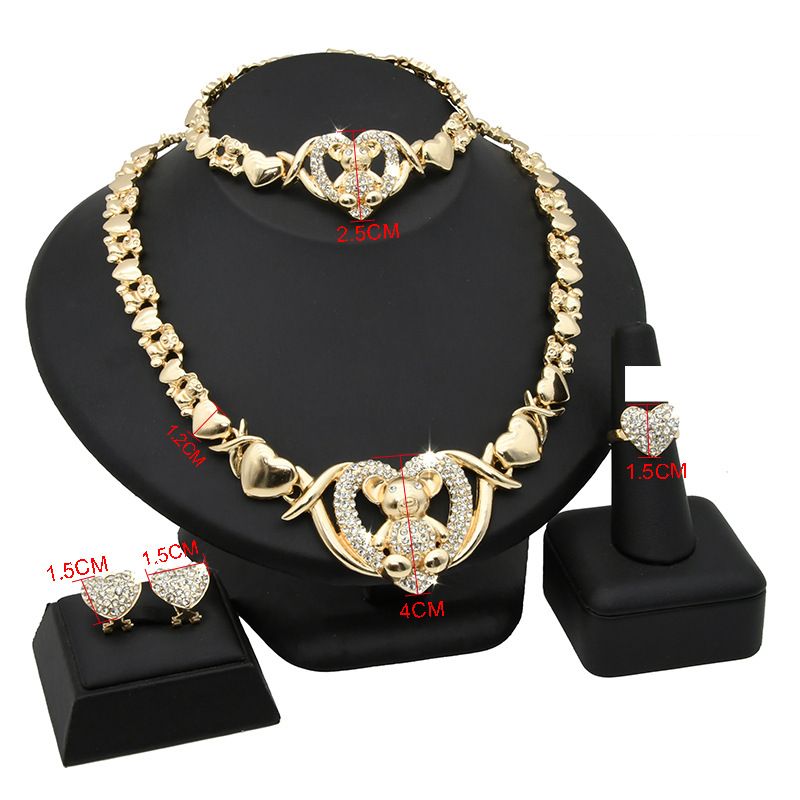 Jewelry set Ladies bride necklace ring earrings bracelet 4-piece set_ipsvogv.com