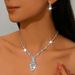 Women’s Jewelry Set Fashion Rhinestone Necklace Earrings Two Piece Set Fashionable Bridal Suit Dress Accessories_ipsvogv.com