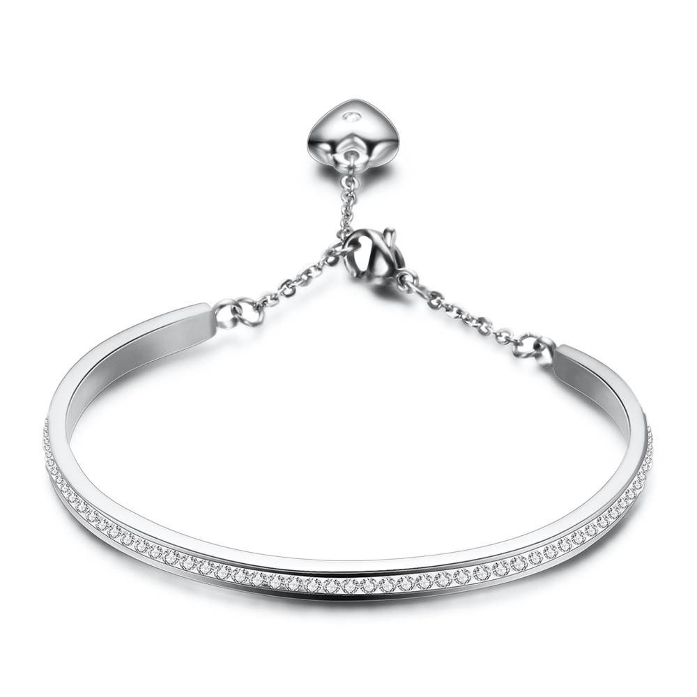New European and American single row diamond set K gold titanium steel bracelet opening adjustable love bracelet for women gift_ipsvogv.com