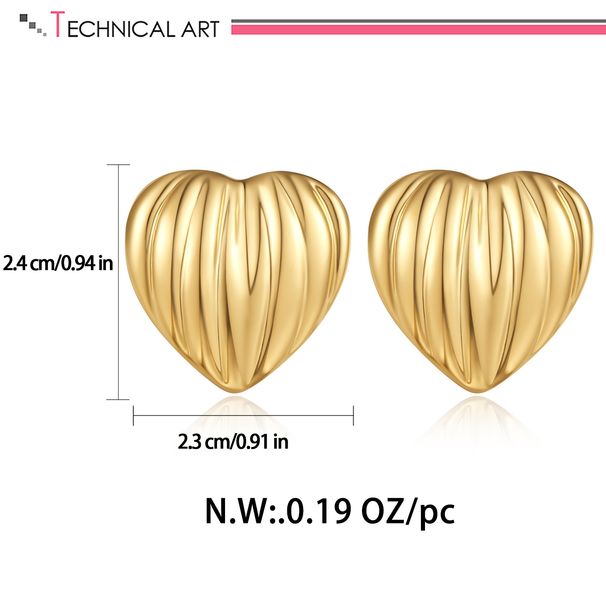 Heart earrings, fashionable retro metal minimalist earrings, niche design, high end personality, versatile earrings_ipsvogv.com