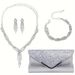 4 Pieces/Set Light Luxury Evening Clutch Bag With Bride Rhinestone Tassel Necklace Earrings Bracelet Jewelry Set_ipsvogv.com