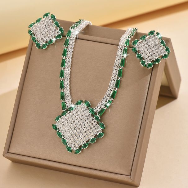 Women’s Jewelry Set Fashion Jewelry Set Luxury Sparkling Rhinestone Necklace Earring Set Fashion Fan Shaped Tassel Jewelry For Women_ipsvogv.com