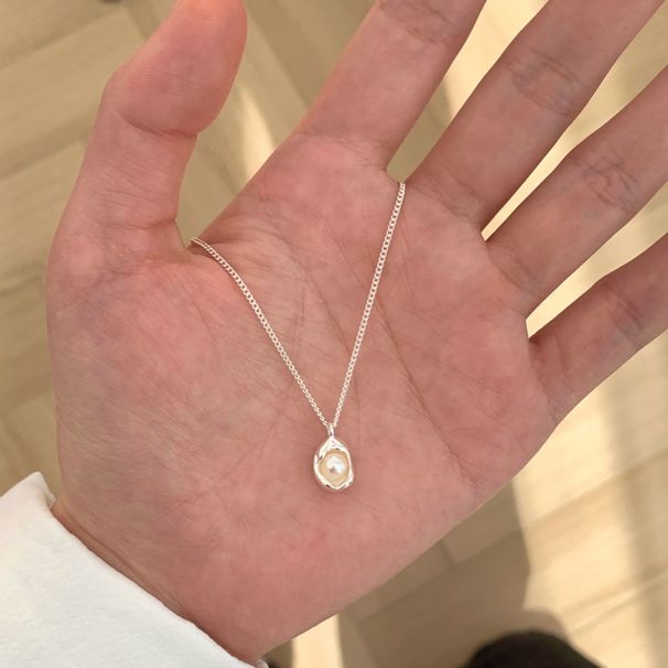 Korean High-end Pearl Pendant Necklace With Delicate Fragrance For Women, Trendy Collarbone Chain, Irregular Pea Jewelry_ipsvogv.com