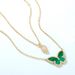 Green Malachite Necklace Forest Style S925 Sterling Silver Butterfly Necklace Bracelet Necklace Double Wear_ipsvogv.com
