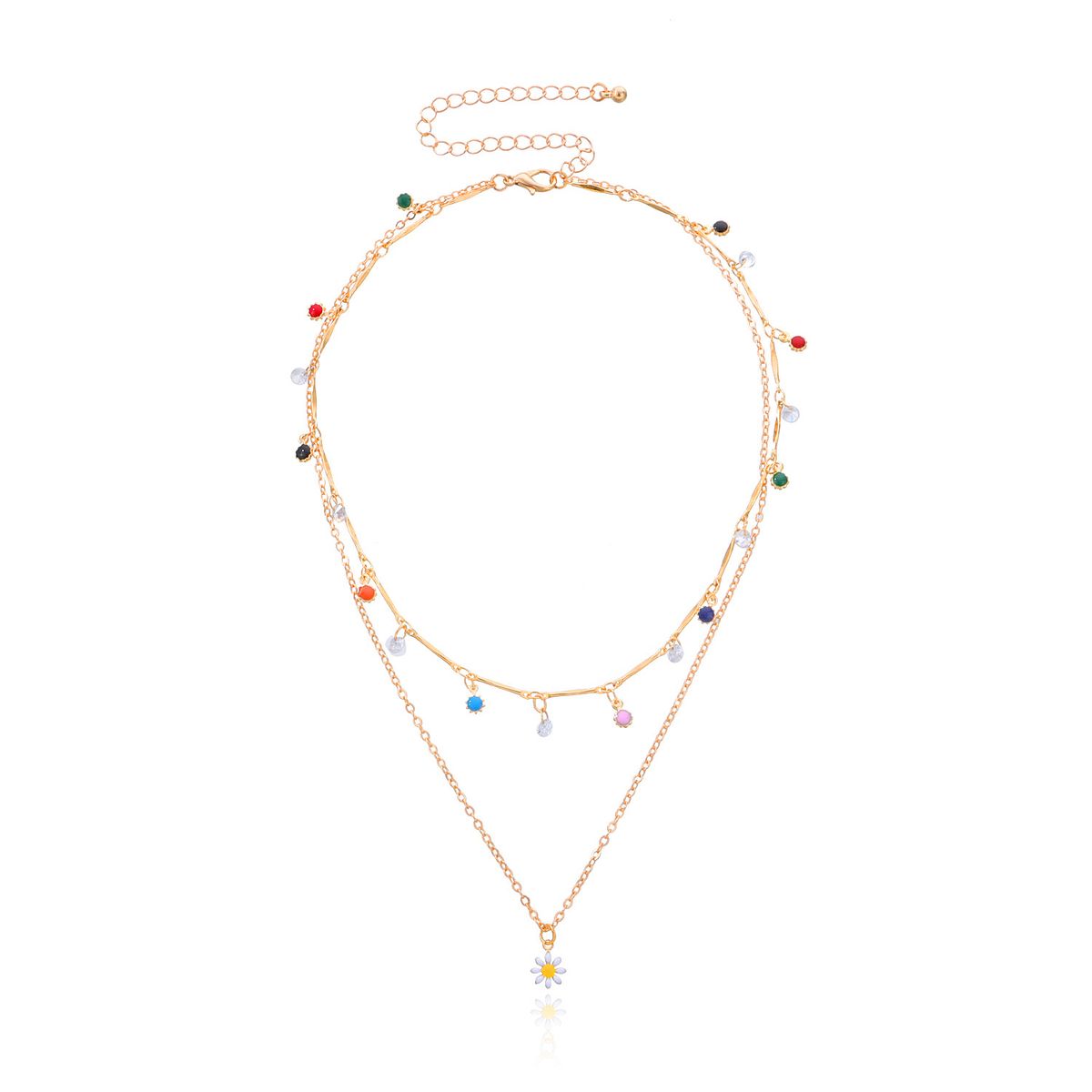 Stylish Retro Small Daisy Pendant, Simple Personalized Women's Diamond Necklace Collarbone Chain_ipsvogv.com