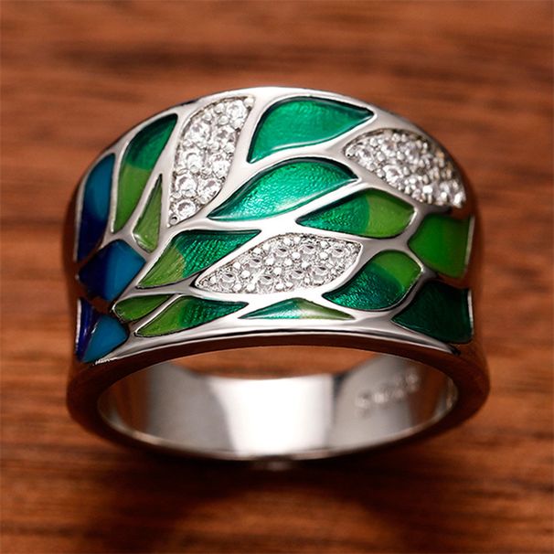 Cao Shi's Best-selling Men's And Women's Universal Rings, Colorful Enamel Drip Glue Leaf Ring Accessories_ipsvogv.com