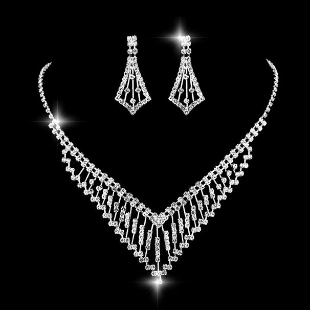 Crystal Diamond Jewelry Set - Elegant Necklace & Earrings For Women_ipsvogv.com