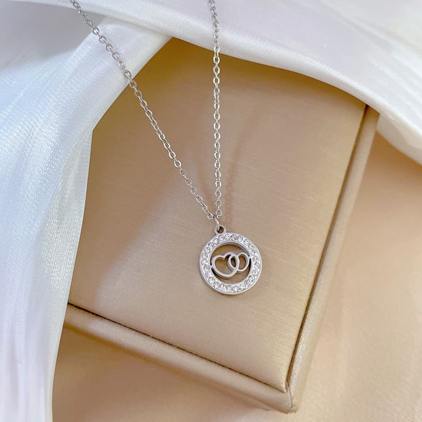 【 Full body titanium steel 】 Double ring heart extremely simple wind furnace, real gold necklace for women Instagram,_ipsvogv.com