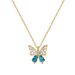 【 Titanium Steel 】 Necklace Earring Light Luxury Full Diamond Blue Bow Personalized Temperament Banquet Earrings Set_ipsvogv.com