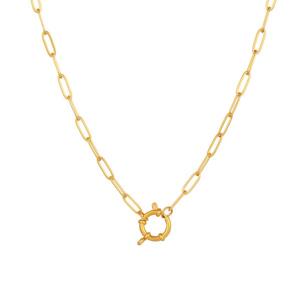 Women's Jewelry Stainless Steel Blade Chain Pendant Fashion K Gold Plated O Shaped NK Chain Spring Buckle Pendant Necklace_ipsvogv.com