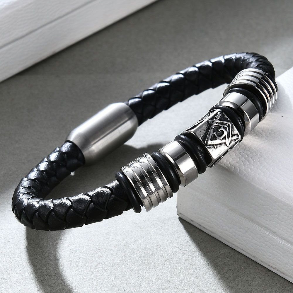 Stainless Men's Masonic Magnet Titanium Steel Bracelet_ipsvogv.com