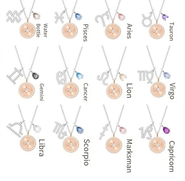 Twelve Constellation Necklaces For Women Element Crystal Birth Year Guardian Clavicle Necklace_ipsvogv.com