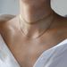 XL602 Ribbon Necklace Mesh Double Layer Hip Hop Choker Titanium Steel Gold Plated_ipsvogv.com