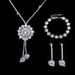 FLORAL RADIANCE - Rhinestone Bridal Jewelry Set (Dazzling Floral Necklace & Earrings, Wedding Dress Accessories)_ipsvogv.com