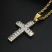 316 stainless steel gold plated inlaid AAA rectangular zircon cross pendant_ipsvogv.com
