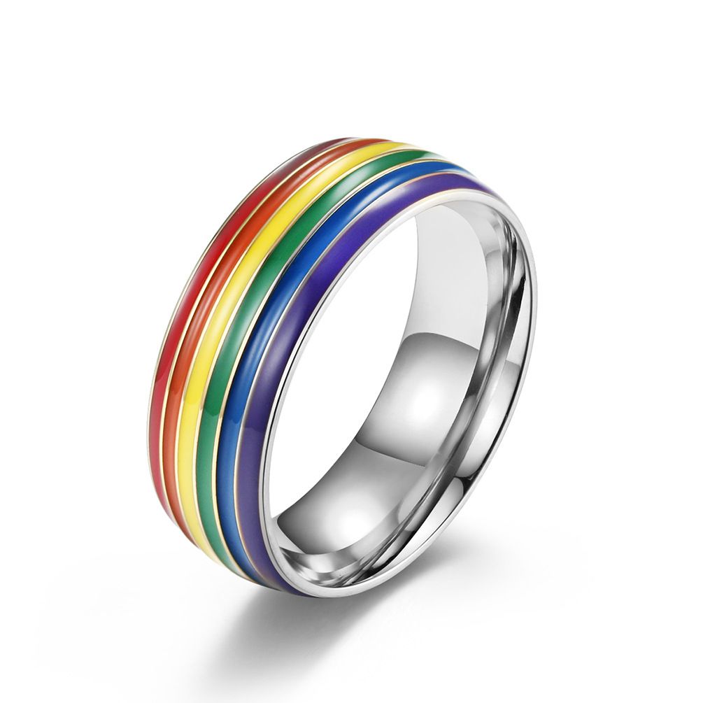 Rainbow element titanium steel ring niche personalized stainless steel hand jewelry_ipsvogv.com