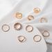 Beauty Avatar Gold Coin Geometric Pearl Ring With Hollow Cross 10 Piece Set_ipsvogv.com