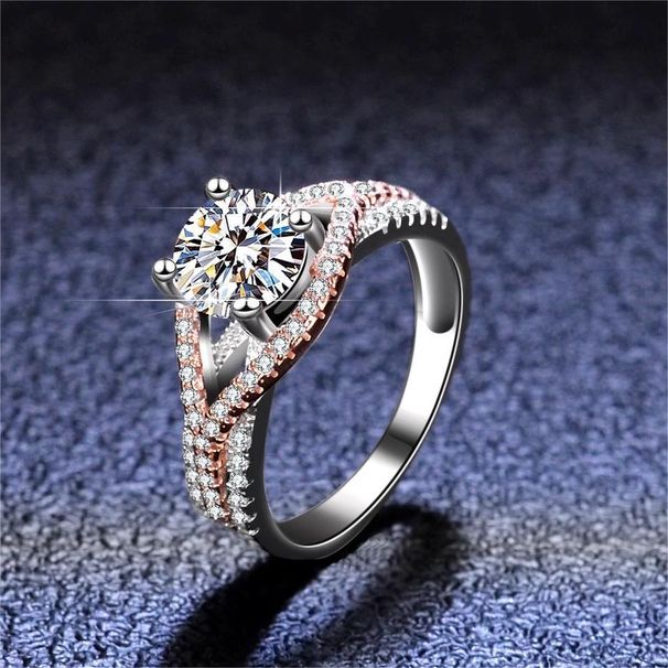 New S Pure Silver Mosang Stone Fashion Exaggerated Two tone Women's with High Grade Wedding Ring_ipsvogv.com
