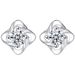 Four leaf grass diamond silver Mosang stone earrings, female accessories_ipsvogv.com