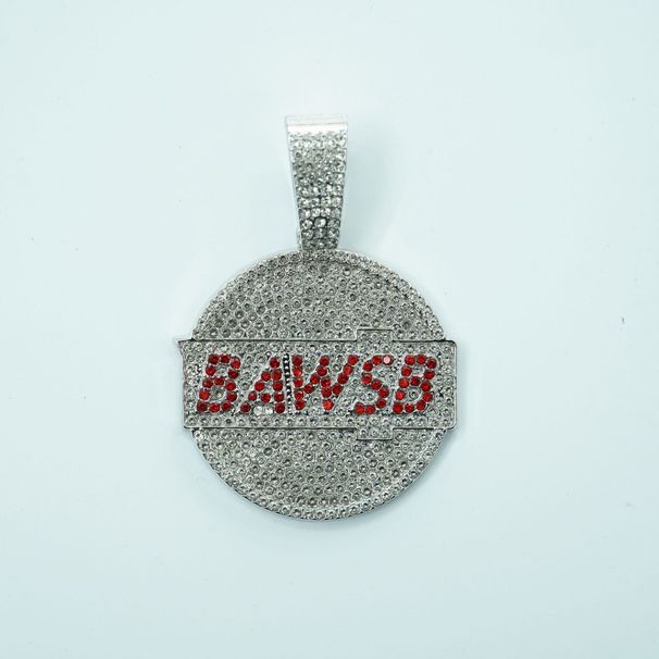 Disc Full Diamond BAWSB Alloy Pendant, Personalized, Trendy, Fashionable, Versatile, Men's Hip Hop Accessory Necklace_ipsvogv.com