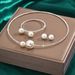 Fashion Simple Cross Border Hot Selling Bridal Jewelry Elegant Shiny Rhinestone Pearl Necklace Earrings Bracelet_ipsvogv.com
