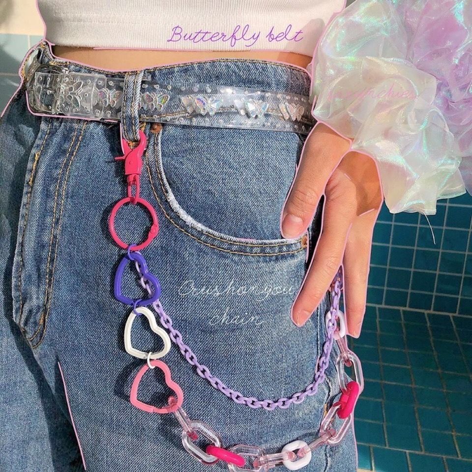 Trendy Girl JK Color Peach Heart Street Shot Plastic Chain Trouser Chain Women_ipsvogv.com