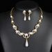 Water drop pearl necklace Korean version of the fashion jewelry set earrings necklace evening bag 3 pieces_ipsvogv.com
