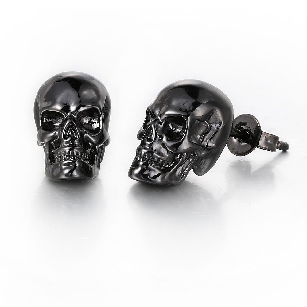 Unisex hip hop skull earrings for men Halloween personality old ear bone studs street popular earrings_ipsvogv.com