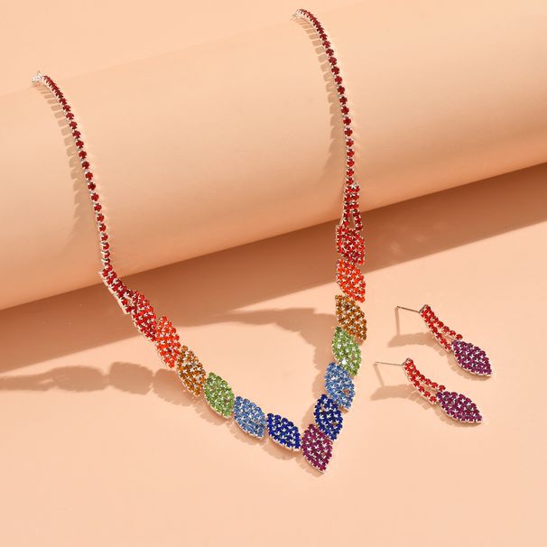 Water Diamond Necklace & Earrings Set - Fashion Jewelry For Women, Luxury Diamond Color Matching Set_ipsvogv.com
