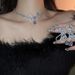 Zircon Hollow Bow, Water Droplet Necklace, Earring Set, Sparkling Diamond, Light Luxury, High-end Clavicle, Fashionable_ipsvogv.com